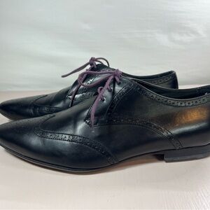 PS Paul Smith Mens Oxfords Size 7 / 41 Black Leather Brogue Made in Italy Shoes